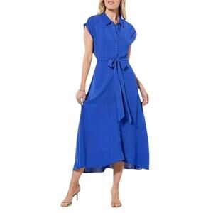 Calvin Klein Blue Collared Sleeveless Button-Down Dress Women's A Line SZ 10
